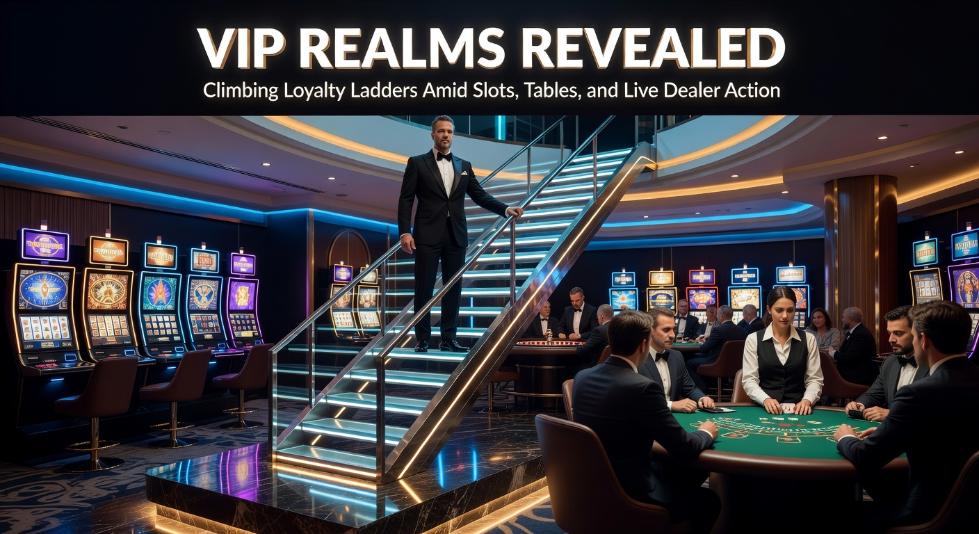 Ein stilisiertes Bild einer glänzenden Loyalitätsleiter in einem luxuriösen Casino-Ambiente mit Slots und Tischen im Hintergrund